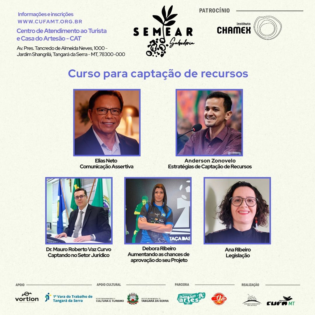 Projeto Semear começa hoje em Tangará, às 19h; últimas vagas