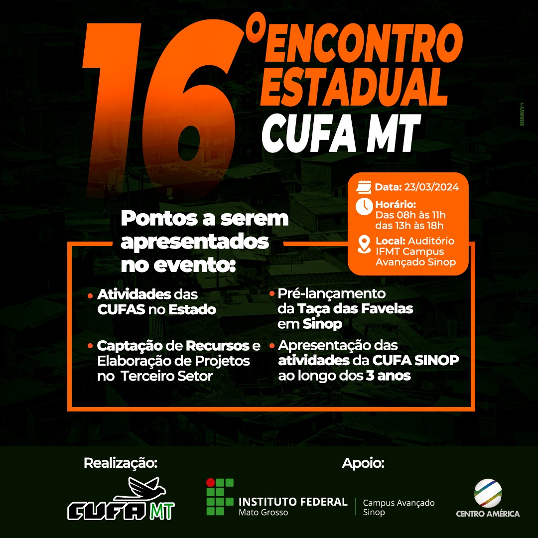 Cufa-MT realiza 16º Encontro Estadual em Sinop dia 23 de março