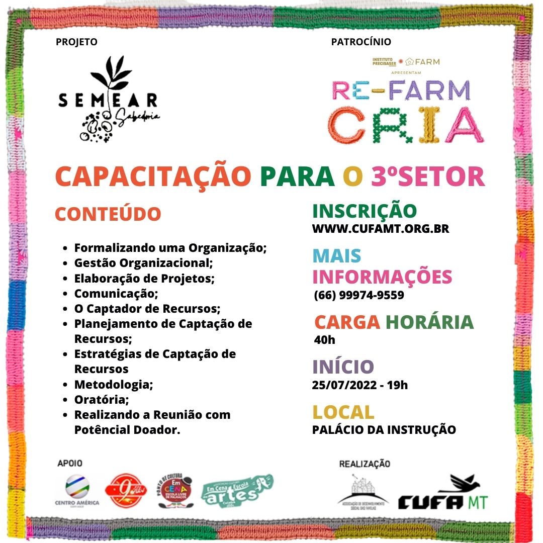 CUFA realiza capacitação para Terceiro Setor em Cuiabá - MT